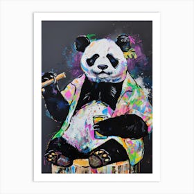 Animal Party: Crumpled Cute Critters with Cocktails and Cigars Panda Art Print