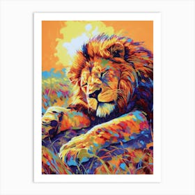 Transvaal Lion Resting In The Sun Fauvist Painting 1 Art Print