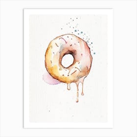 Doughnut Watercolour 3 Flower Art Print