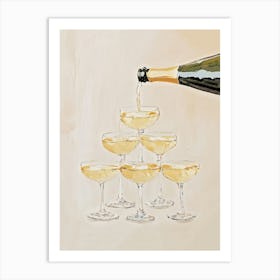 Champagne Pouring Tower Art Print