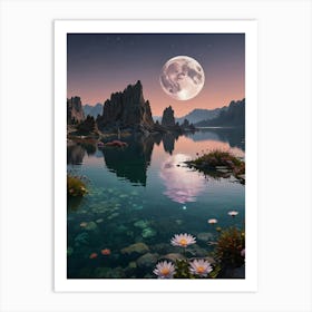 Full Moon Over Water Art Print