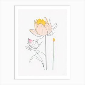 Lotus Flower Bouquet Minimal Line Drawing 3 Art Print