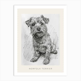 Norfolk Terrier Dog Line Sketch 1 Poster Art Print