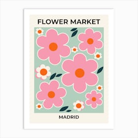 Flower Market Madrid Pink Orange Green Art Print