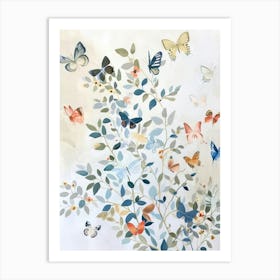 Butterflies Pastels Jungle Illustration 1 Art Print