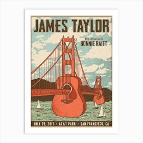 Vintage Tin Signs James Taylor With Bonnie Raitt Concert Poster Art Print