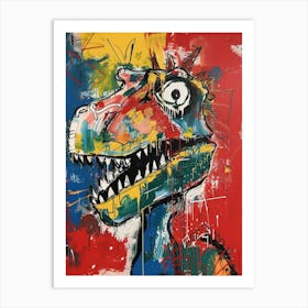 Abstract Paint Drip Graffiti Style Dinosaur Art Print