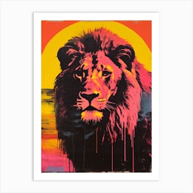 Lion Pop Art Risograph Inspired 4 Art Print