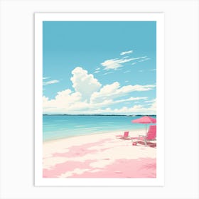 An Illustration In Pink Tones Of  Grace Bay Beach Turks And Caicos 3 Art Print