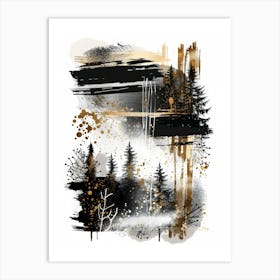 Black And Gold Forest 1 Art Print