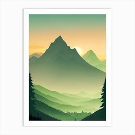 Misty Mountains Vertical Composition In Green Tone 19 Art Print