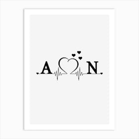 Personalized Couple Name Initial A And N Art Print