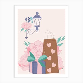 Peonies And Gifts Art Print