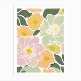 Peony Pastel Floral 3 Flower Art Print