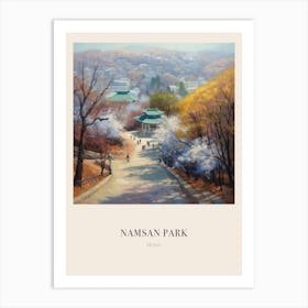 Namsan Park Seoul South Korea 2 Vintage Cezanne Inspired Poster Art Print