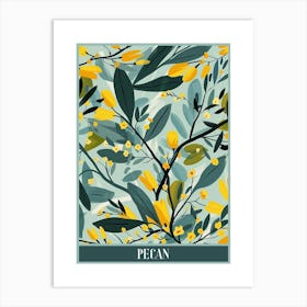 Pecan Tree Flat Illustration 1 Poster Art Print