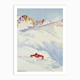 Skiing In Champex, France Art Print