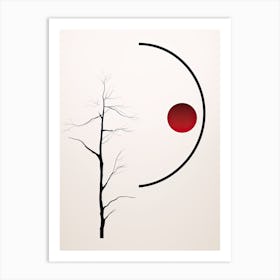 Tree And A Circle Minimal Abstract Shapes Art Print