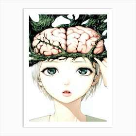 Girl With A Tree On Her Head Art Print