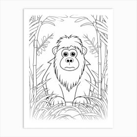 Line Art Jungle Animal Red Howler 2 Art Print