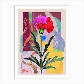 Carnation6 Neon Flower Collage Art Print