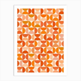 Mid Century Modern Pattern Orange Art Print