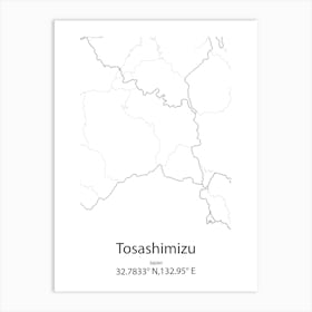 Tosashimizu,Japan Minimalist Map Poster