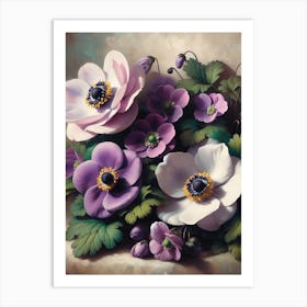 Anemones Floral Vintage Art Print