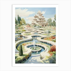 Garden Of Cosmic Speculation United Kingdom Watercolour 4 Art Print