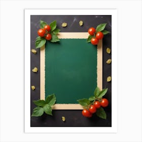 Blackboard With Tomatoes And Basil Art Print