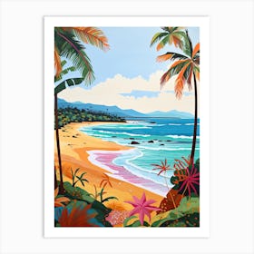 El Yunque Beach, Puerto Rico, Matisse And Rousseau Style 1 Art Print