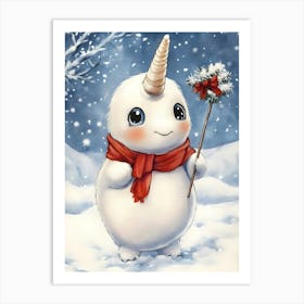 Snowman Unicorn Art Print