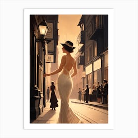 Woman In A White Dress Art Print