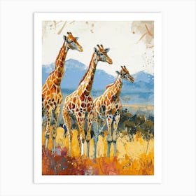 Giraffes Looking Into The Distance 2 Art Print