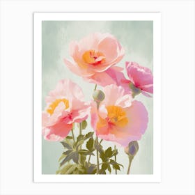 Roses Flowers Acrylic Painting In Pastel Colours 8 Art Print