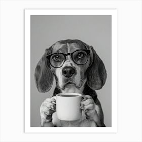 Beagle Drinking Coffee Art Print