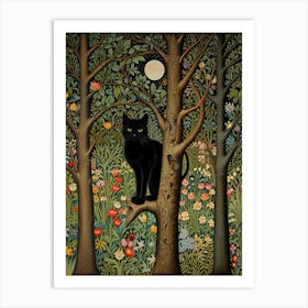 Black Cat In The Forest Style William Morris 8 Art Print