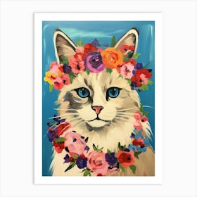 Ragdoll Cat With A Flower Crown Painting Matisse Style 3 Art Print