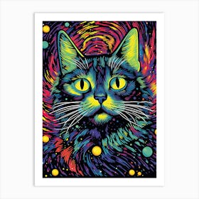 Cosmic Pawmentum, Psychedelic Cats series Art Print