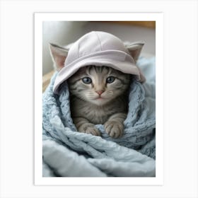 Cute Kitten In A Hat Art Print