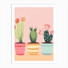 Cactus In Pots Art Print