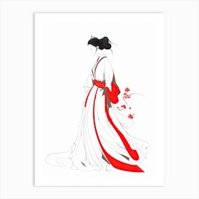 Asian Woman, lineart Art Print