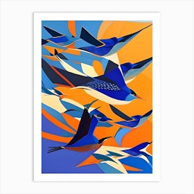 Birdsflyingshapes Art Print