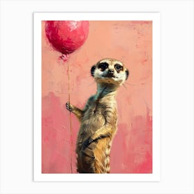 Cute Meerkat 1 With Balloon Art Print