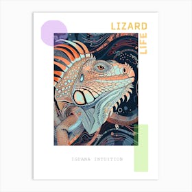 Blue Iguana Modern Illustration 5 Poster Art Print