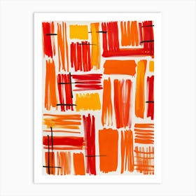 Orange Brushstrokes 1 Art Print