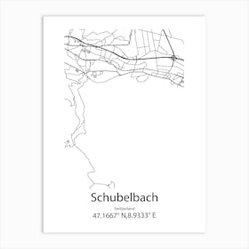 Schubelbach,Switzerland Minimalist Map Art Print