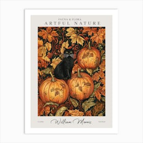 William Morris Cat With Pumpkins Autumn Fall Halloween Exhibition Art Print