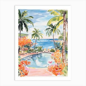 Four Seasons Resort Hualalai   Kailua Kona, Hawaii   Resort Storybook Illustration 3 Art Print