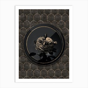 Shadowy Vintage Giant French Rose Botanical in Black and Gold n.0029 Art Print